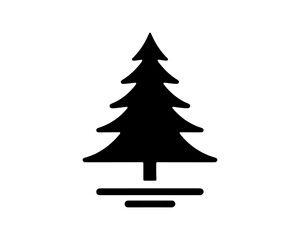 Obraz premium Christmas tree silhouette vector. Black christmas tree flat design icon. 