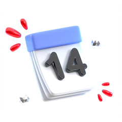 calendar number 14 3d icon