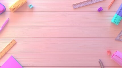 Creative workspace setup for students home office digital content bright environment overhead view