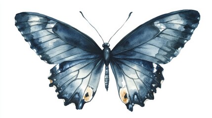 Obraz premium Elegant blue butterfly illustration, detailed butterfly artwork, nature inspired butterfly design, artistic butterfly image