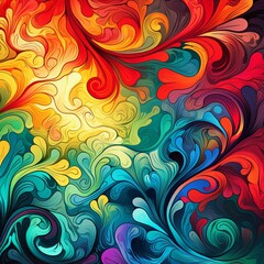 Fototapeta premium Colorful abstract swirling pattern with vibrant gradients. Artistic background for wallpaper, banner, and poster design.