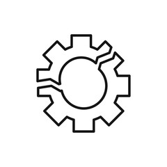 Broken gear icon Simple thin line flat symbol