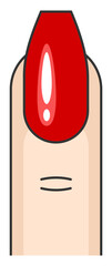 Illustration of a finger with a red nail. Manicure with ballerina shape