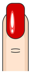 llustration of a finger with a red nail. Manicure with rounded square nail shape