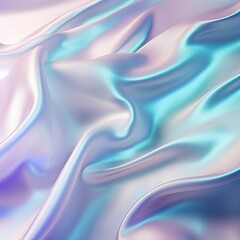Fototapeta premium Smooth folds of pearlescent fabric in pastel shades of turquoise and lavender. Abstract soft texture for design and textile backgrounds