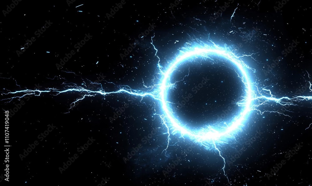 Poster lightning round frame. plasma magical portal. ball light effect. circle light effect.. , isolated on