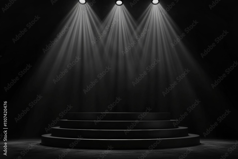 Poster simple blank luxury black gradient background with product display platform