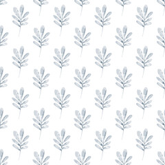 Floral seamless pattern blue branches