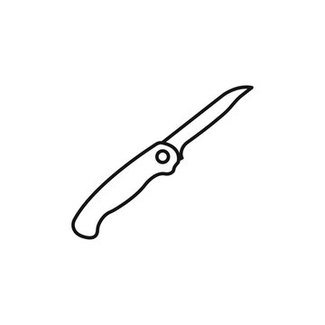 black outline folding knife on white clip art preview