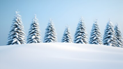 Obraz premium Snowy Pine Trees in Winter Landscape