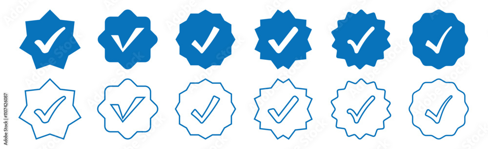 Poster verified badge icon tick symbol vector approved check mark icon. blue checkmark icons check mark ico