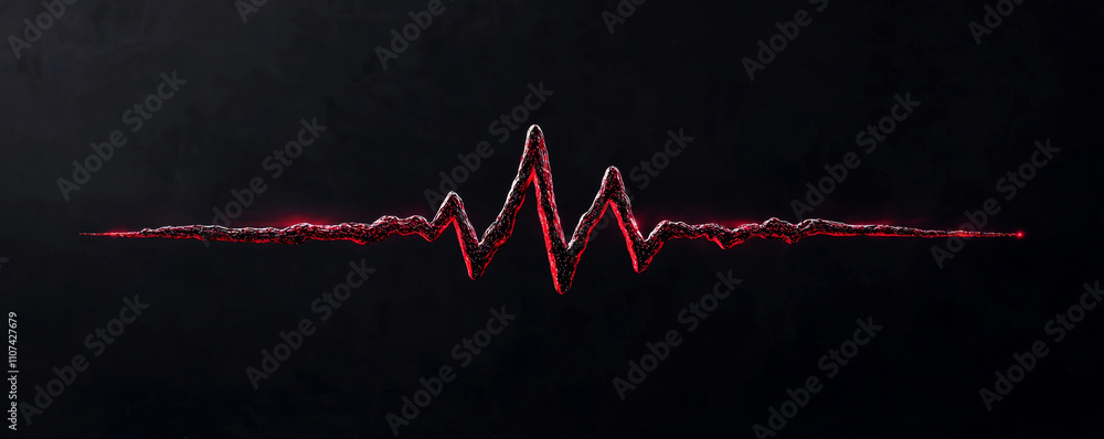 Poster health warning and monitoring concept. abstract red heartbeat waveform on a black background.
