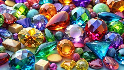 Breathtaking collection of panoramic photos showcasing precious and semi-precious gemstones on a white background, perfect for jewelry, home decor, and art projects.