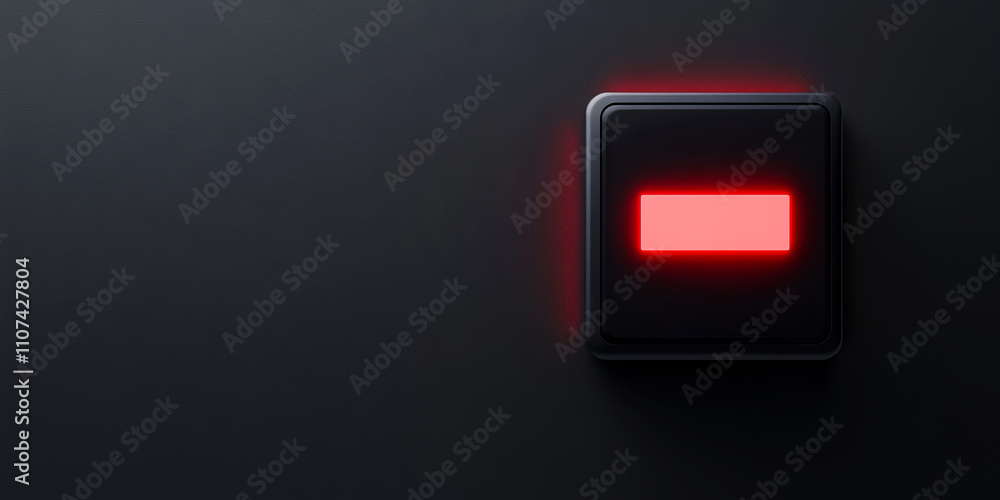 Poster health warning and monitoring concept. red illuminated switch on a dark background.