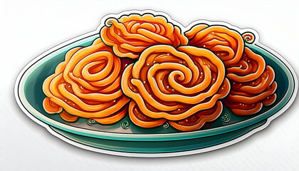 illustration A sticker of a Close-up Jalebi indian food 