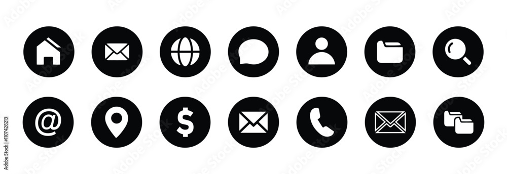 Poster web icon set. contact and web icons set. company connection business card curriculum vitae icon set.
