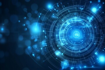 Fototapeta premium Futuristic Digital Background with Abstract Circular Data Visualization and Glowing Blue Elements for Technology and Innovation Concepts