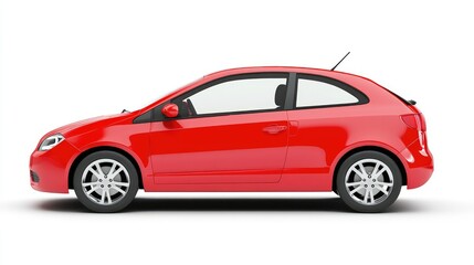 Naklejka premium A side view of a red compact car, showcasing its sleek design and modern features.