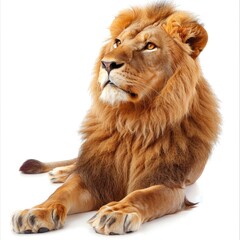 Obraz premium Lion On White. Large Collection of Adult Lion Isolated on White Background