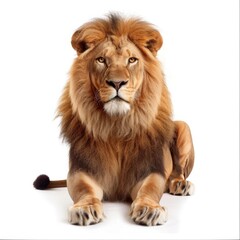 Fototapeta premium Lion On White. Large Collection of Majestic Adult Lion Poses Isolated on White Background