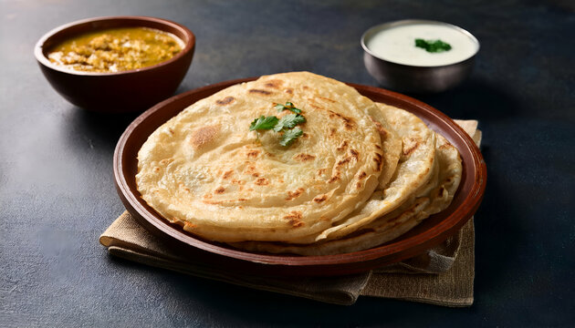 Malabar Parotta Flaky, layered flatbread from Kerala, often served with curry