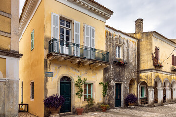 Fototapeta premium Street at Danilia village on Corfu island, Greece