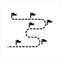 Travel route flag sign. Business guidelines vector icon. Project timeline vector symbol. Route navigation line sign for UI design..