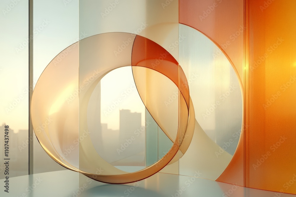 Poster an abstract composition featuring colorful translucent overlays, creating an ethereal appeal that ev