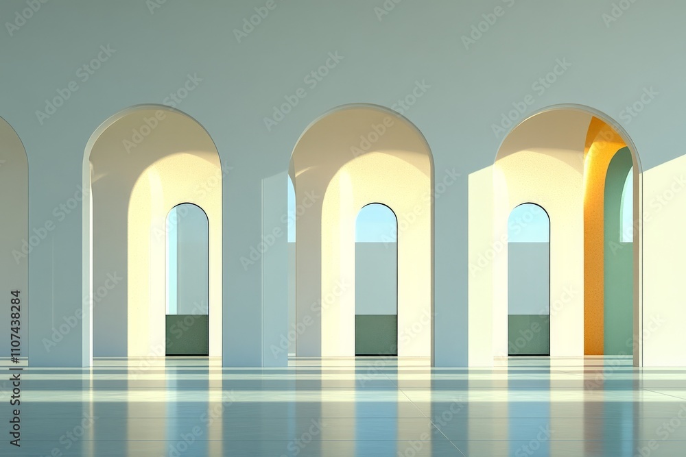 Aufkleber a stunning architectural space featuring beautiful arched elements that allow light to flow through,
