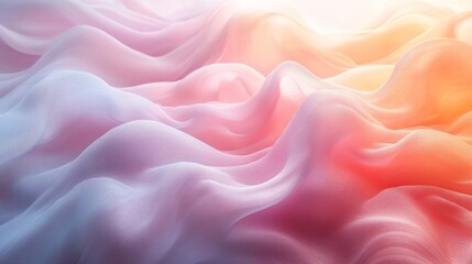 Obraz premium Soft pastel waves flowing gently across a white background, abstract soothing patterns, calming effect