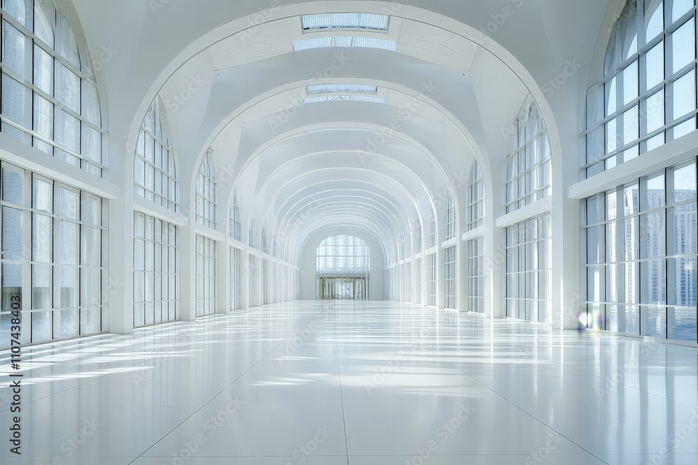 Poster this pristine image showcases expansive white architecture highlighted by natural light streaming th