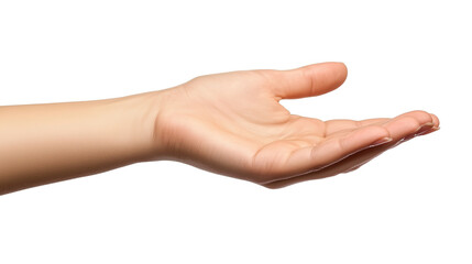 Hand reaching or holding something isolated on transparent background