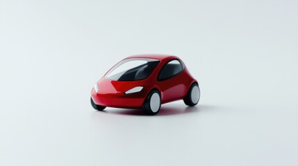 A sleek red toy car on a minimalist background, showcasing design and creativity.