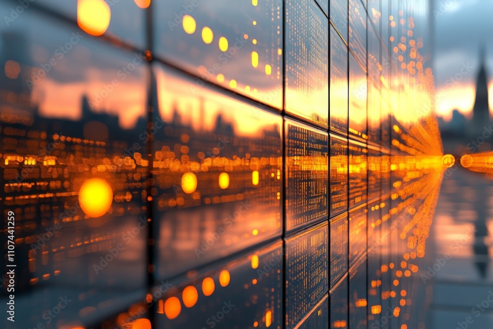 Poster this abstract image showcases vibrant light reflections on a shiny surface, creating a unique patter