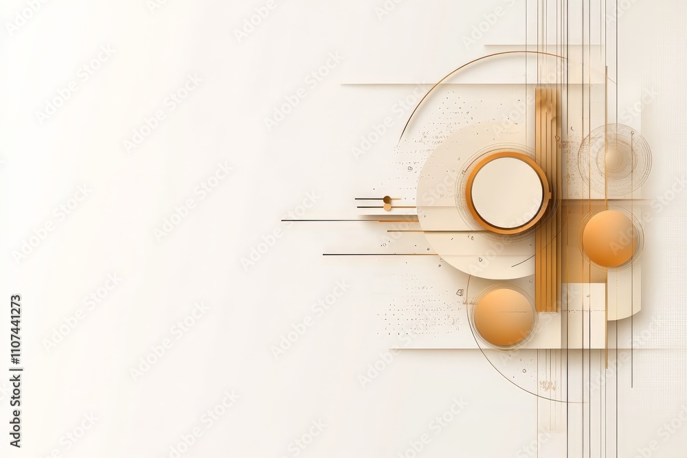 Aufkleber this minimalist composition features a harmonious arrangement of circular elements and soft lines, e
