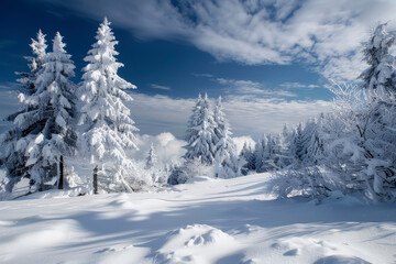 Obraz premium Winter landscape in the forest. Generative AI