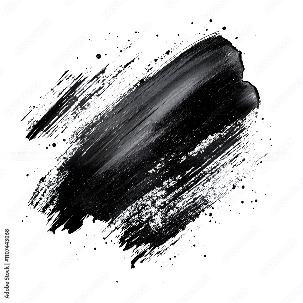 Poster bold black paint brush stroke brings depth and originality to a clear backdrop, highlighting artisti