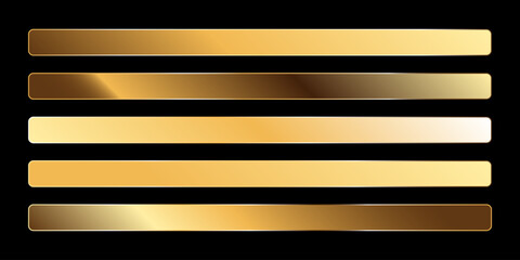 Premium metallic gold gradient stripes swatches palette set design
