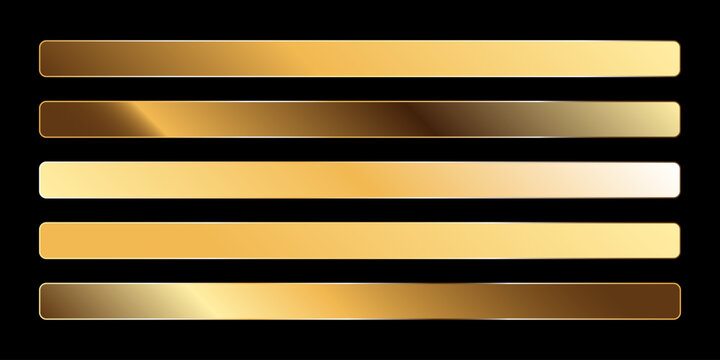 Premium metallic gold gradient stripes swatches palette set design
