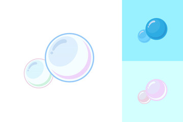 Bubble soap background vector logo icon flat design illustration