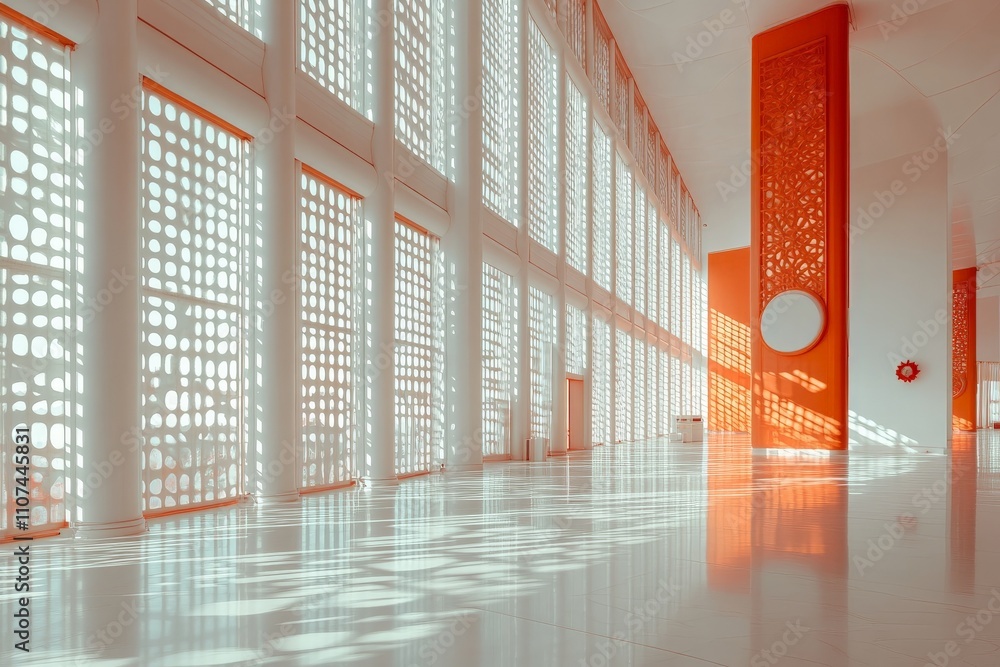 Aufkleber intricate decorative windows cast playful shadows and patterns on the floor, creating a vibrant atmo