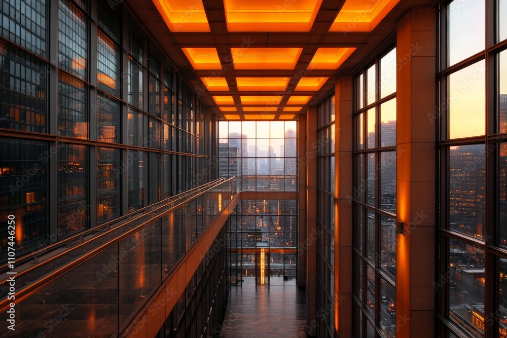 Aufkleber an expansive interior image showcasing sleek lines and illuminated spaces, blending modern architect