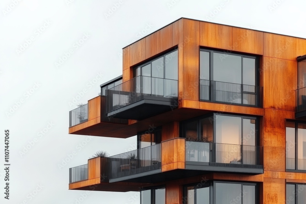 Poster this image features a modern architectural design showcasing layered glass elements that create an i