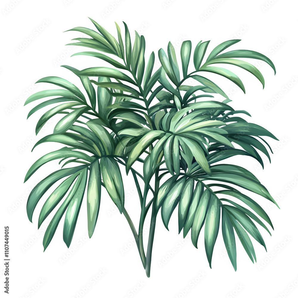 Aufkleber lush green palm leaves add a tropical touch against a clear backdrop, ideal for design projects requ