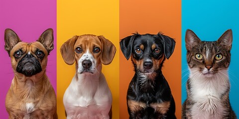 Obraz premium Adorable Domestic Pets with a Playful Puppy and Kitten 