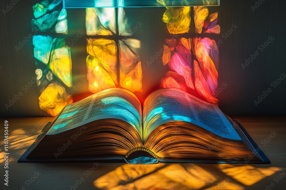 Poster this enchanting image showcases an open book with glowing pages, symbolizing the illumination of kno