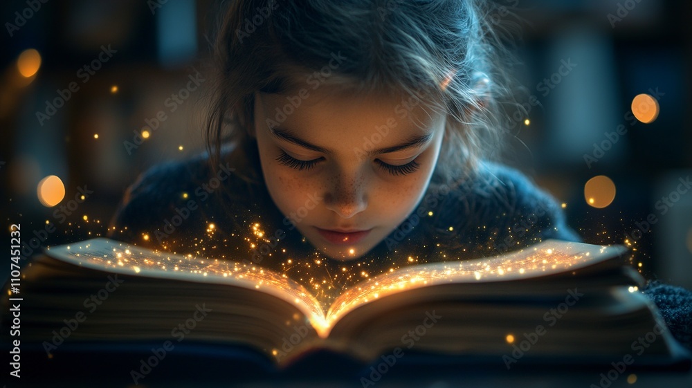 Aufkleber this enchanting image showcases an open book with glowing pages, symbolizing the illumination of kno