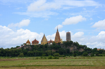 Fototapeta premium Landscape Wat Tham Sua, Landmark of Kanchanaburi province Thailand.