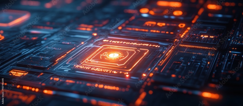 Poster glowing central processing unit on a circuit board.