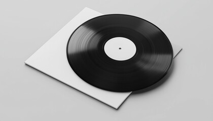 Fototapeta premium Retro Black And White Vinyl Sleeve On Gray Background In 3d Rendering Mock-Up Design. Classic Aesthetic For Vinyl Lovers.